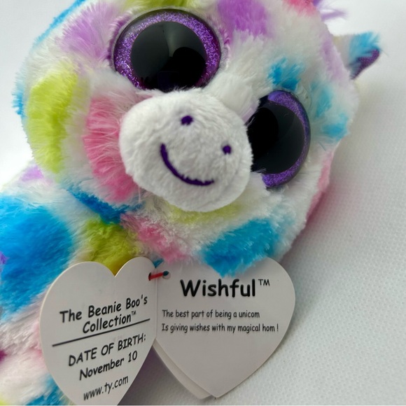 Ty Beanie Boos Collection RETIRED Wishful the Unicorn Plush - Picture 2 of 6